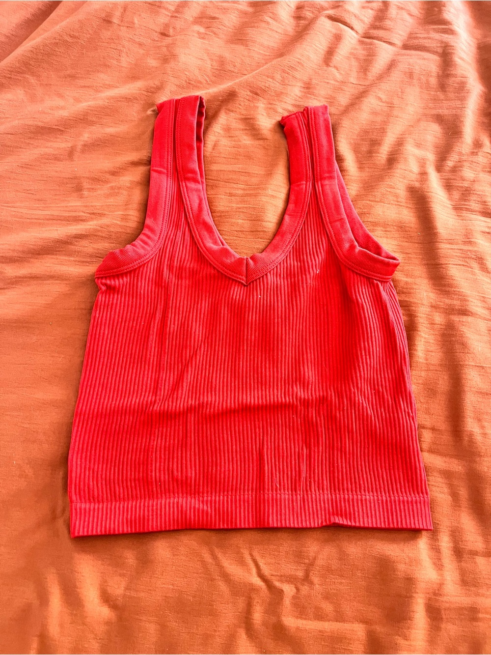 Rue21 Red Ribbed V-Neck Tank Top